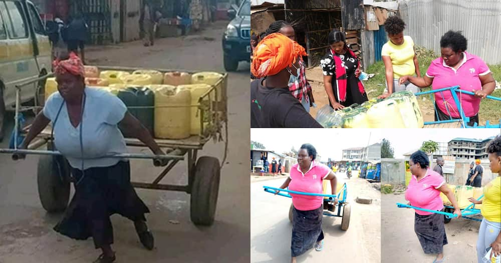 Nairobi woman pushing mkokoteni