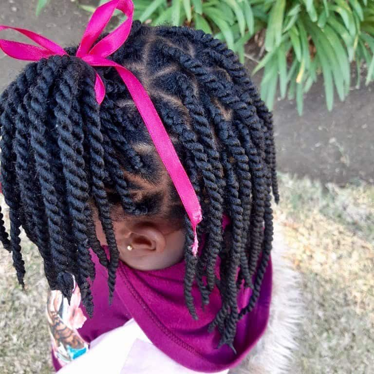 African threading hairstyles for kids using Brazilian wool thread