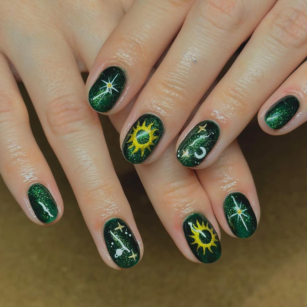 Celestial St. Patrick's Day nail design