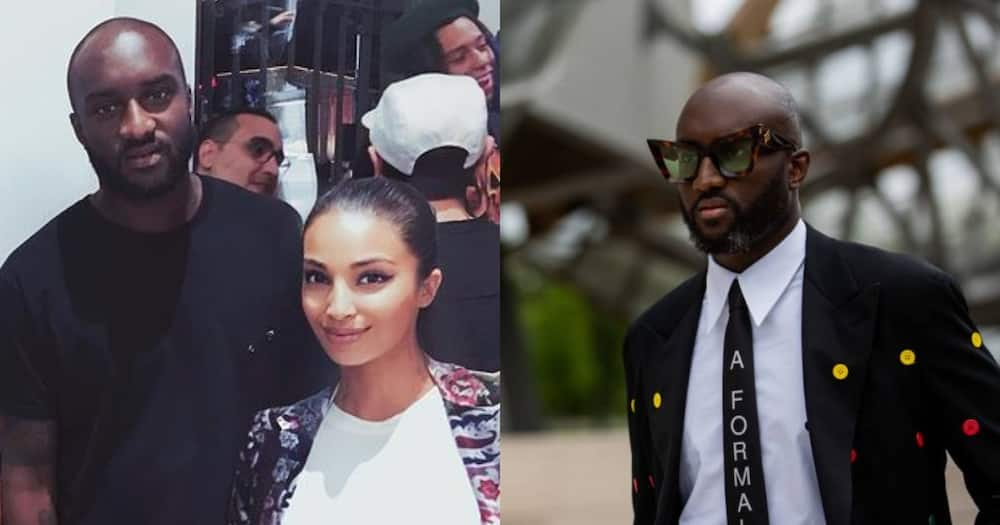 Virgil Abloh and Rihanna attending the Louis Vuitton Menswear