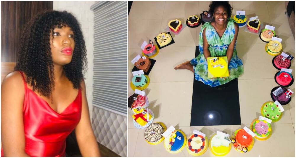 Nigerian lady overjoyed as she gets 25 cakes on her 25th birthday