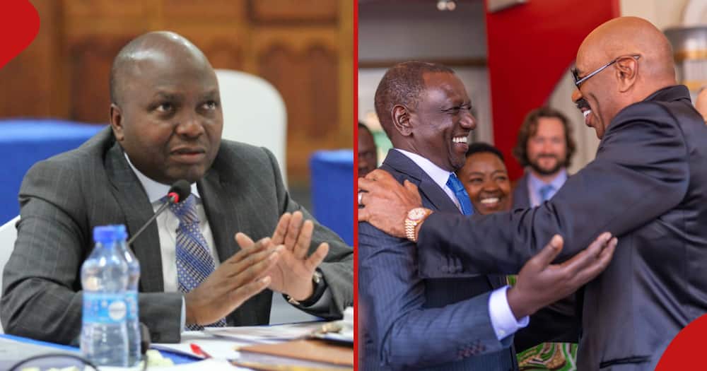Collage of Donald Kipkorir (l) and President William Ruto in US (r)