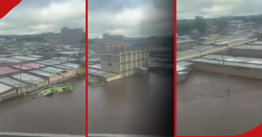 Buildings submerged in water in Mlolongo, Machakos County