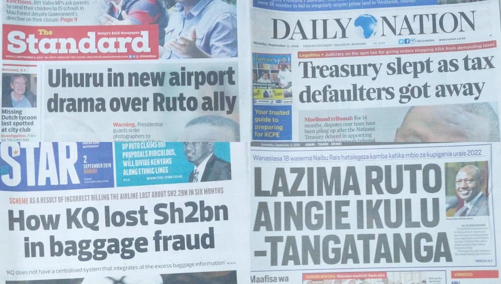 Kenyan newspapers review for September 2: Governor Kivutha Kibwana dismisses claims he has joined DP Ruto's Team Tanga Tanga