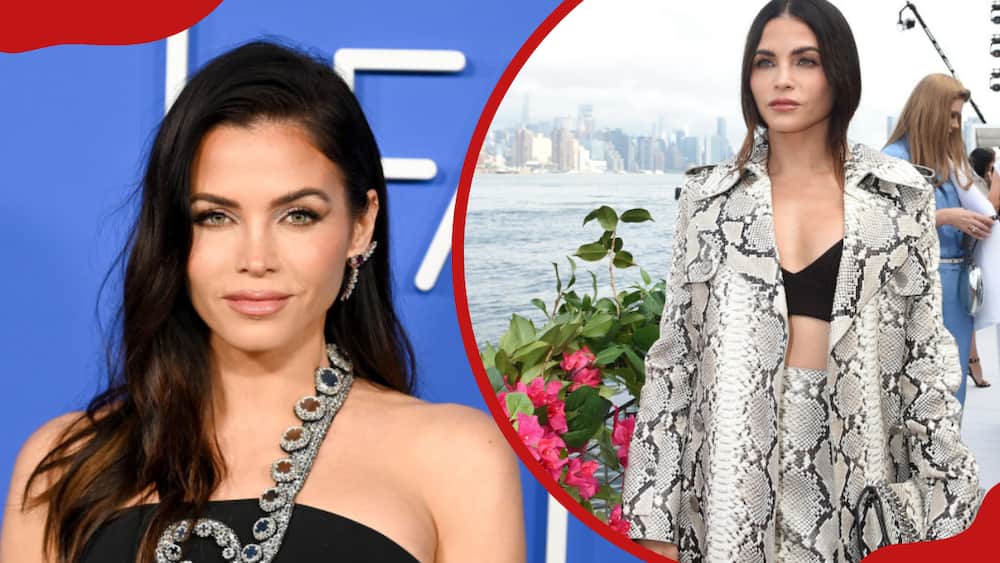 A collage of Jenna Dewan at the Fashion Trust U.S. Awards and Jenna at Michael Kors Spring 2024 Ready To Wear Runway Show at Domino Park