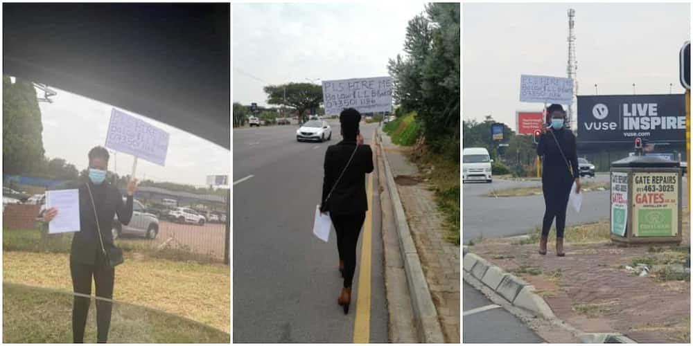 Female Law Graduate Hits the Street with a Placard and Her CV in Search of Job, Photos Spark Mixed Reactions