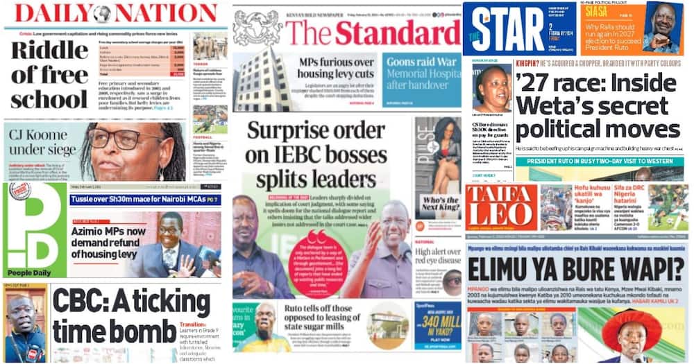 Kenyan newspaper headlines for Friday, Feb 2.