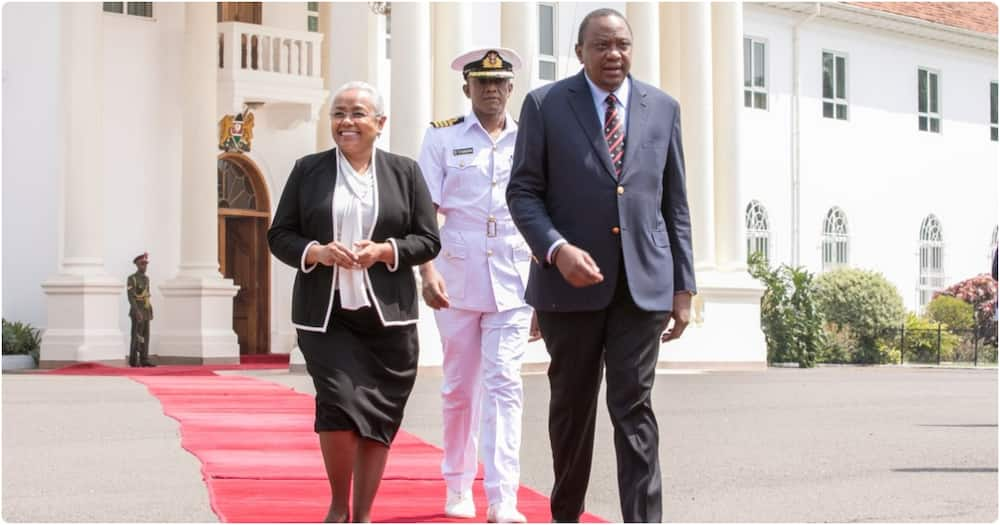 Outgoing president Uhuru Kenyatta and his wife.