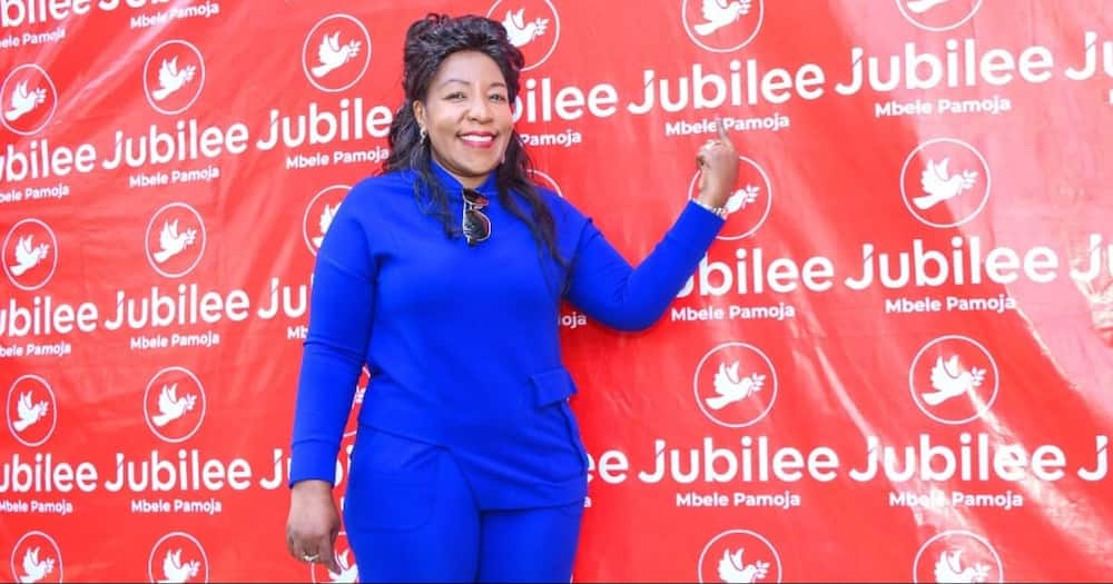 Agnes Kagure poses for a photo at Jubilee headquarters.