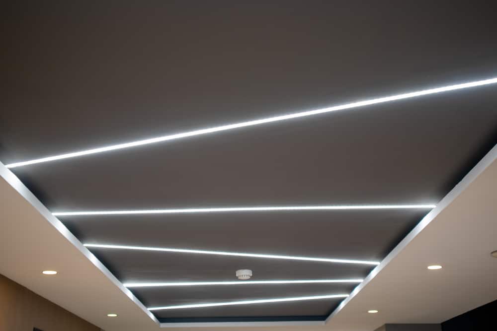 Gypsum ceiling with embedded LED lighting