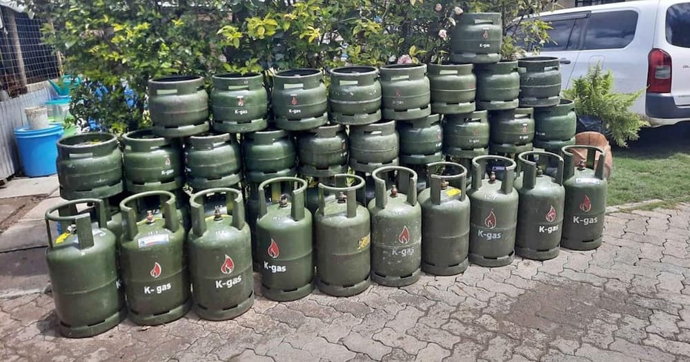 The K-gas cylinders at a refilling station.