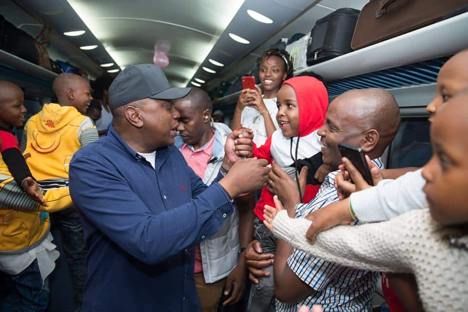Uhuru takes surprise SGR trip to Mombasa, impressed with service