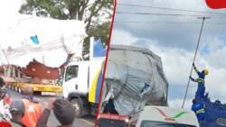 KPLC Technicians Forced to Trail Huge Haulage on Kenyan Roads to Prevent Damage to Power Lines
