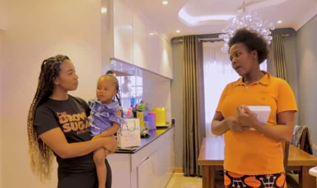 Diana Marua gifts pregnant nanny costly phone, baby clothes during last day at work