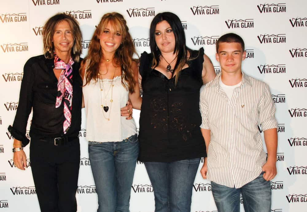 Steven Tyler & son Taj, wife Teresa, daughters Chelsea and Mia