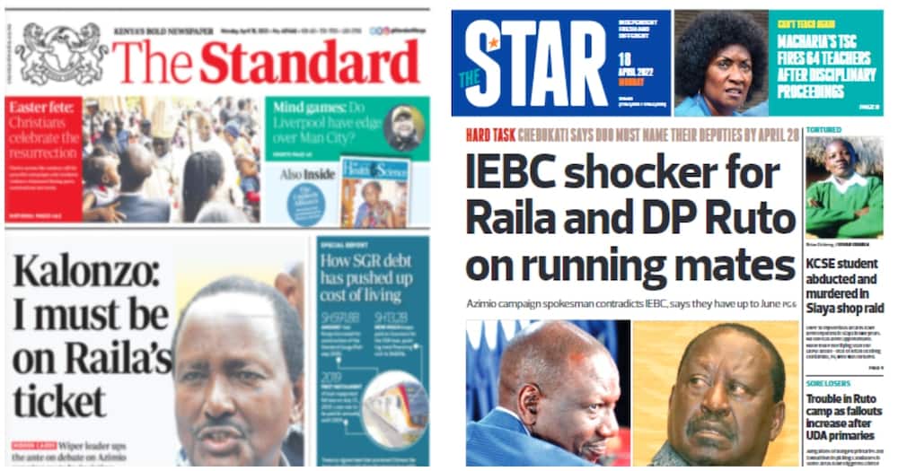 Kenyan Newspapers, April 18: President Uhuru Kenyatta's first cousin Kung'u Muigai has decided to back Deputy President William Ruto.