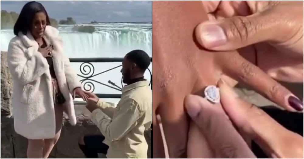Kareem & Williams: Man proposes to his baby mama with stunning ring in romantic video