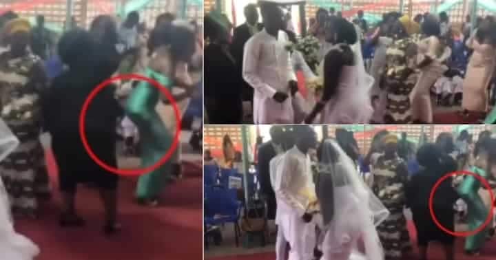 Lady gets a spanking for shaking in church. Photo credit: @mufasatundeednut.