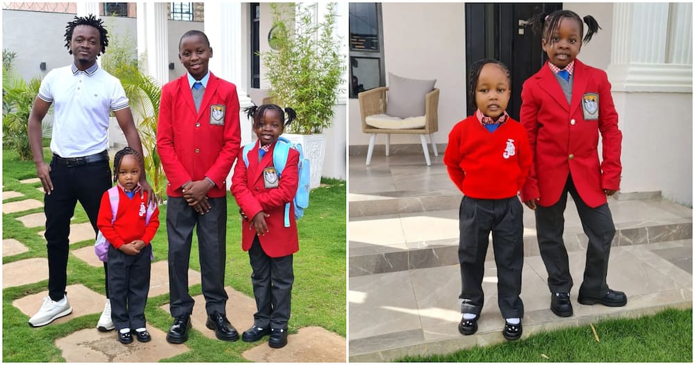 Bahati takes his kids to school.
