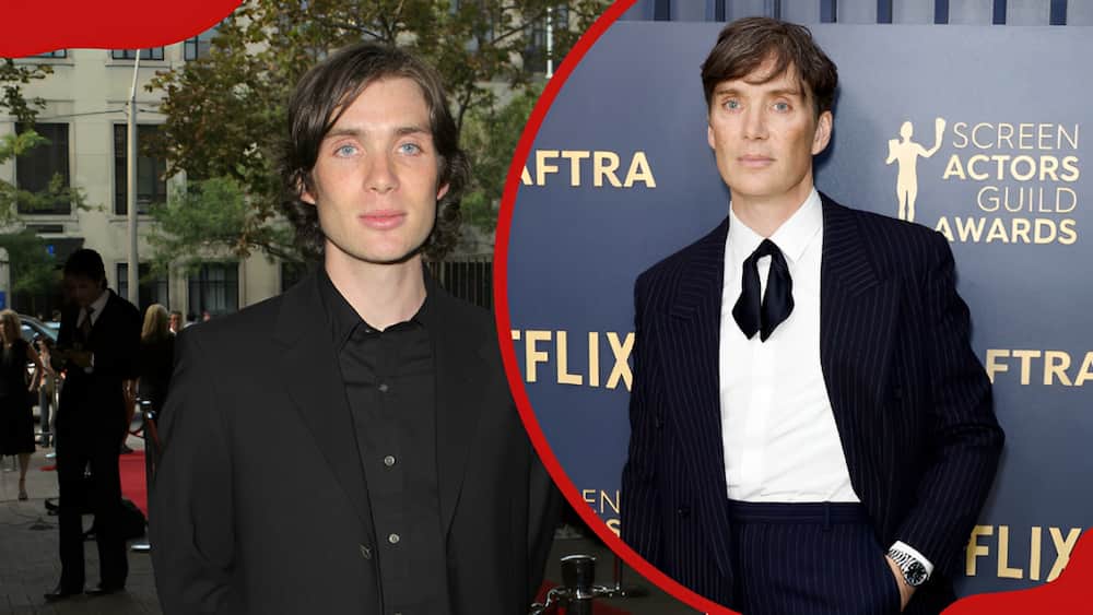 Actor Cillian Murphy poses in a past (L) and present (R) event.