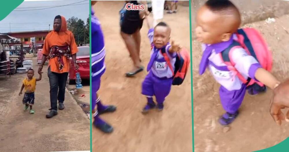 Little boy sheds tears at school, calls out to his father as he refuses to enter his class