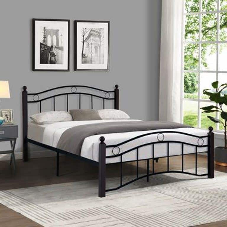 Sleek minimalist metal bed