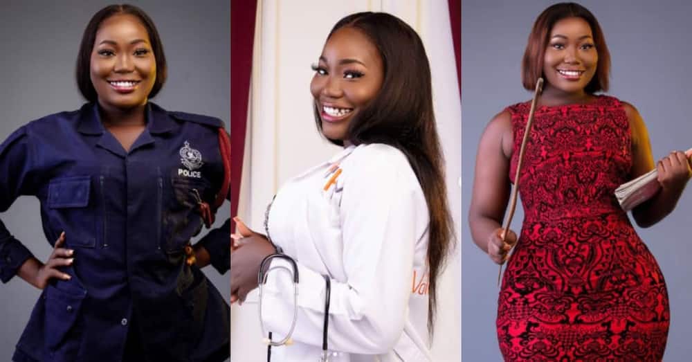 Stunning Ghanaian model poses in 8 different professions; massive reactions pour