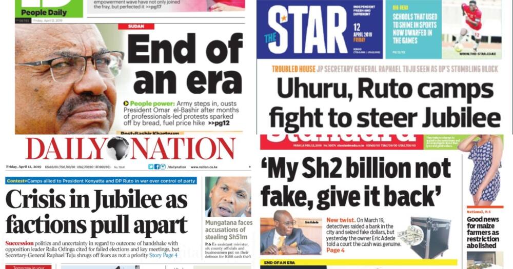 Kenyan newspapers review for April 12: Raphael Tuju is William Ruto's greatest headache in Jubilee party