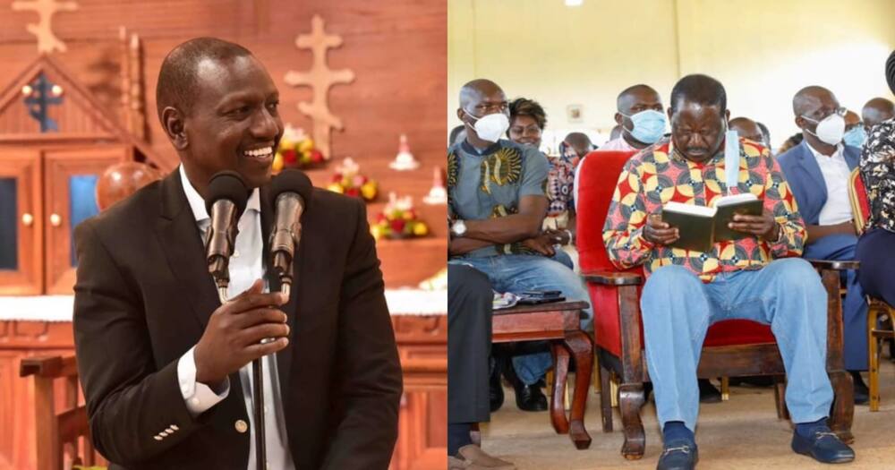 Ruto na Raila Wanukuu Mstari Sawa wa Bibilia Wakiwa Makanisa Tofauti