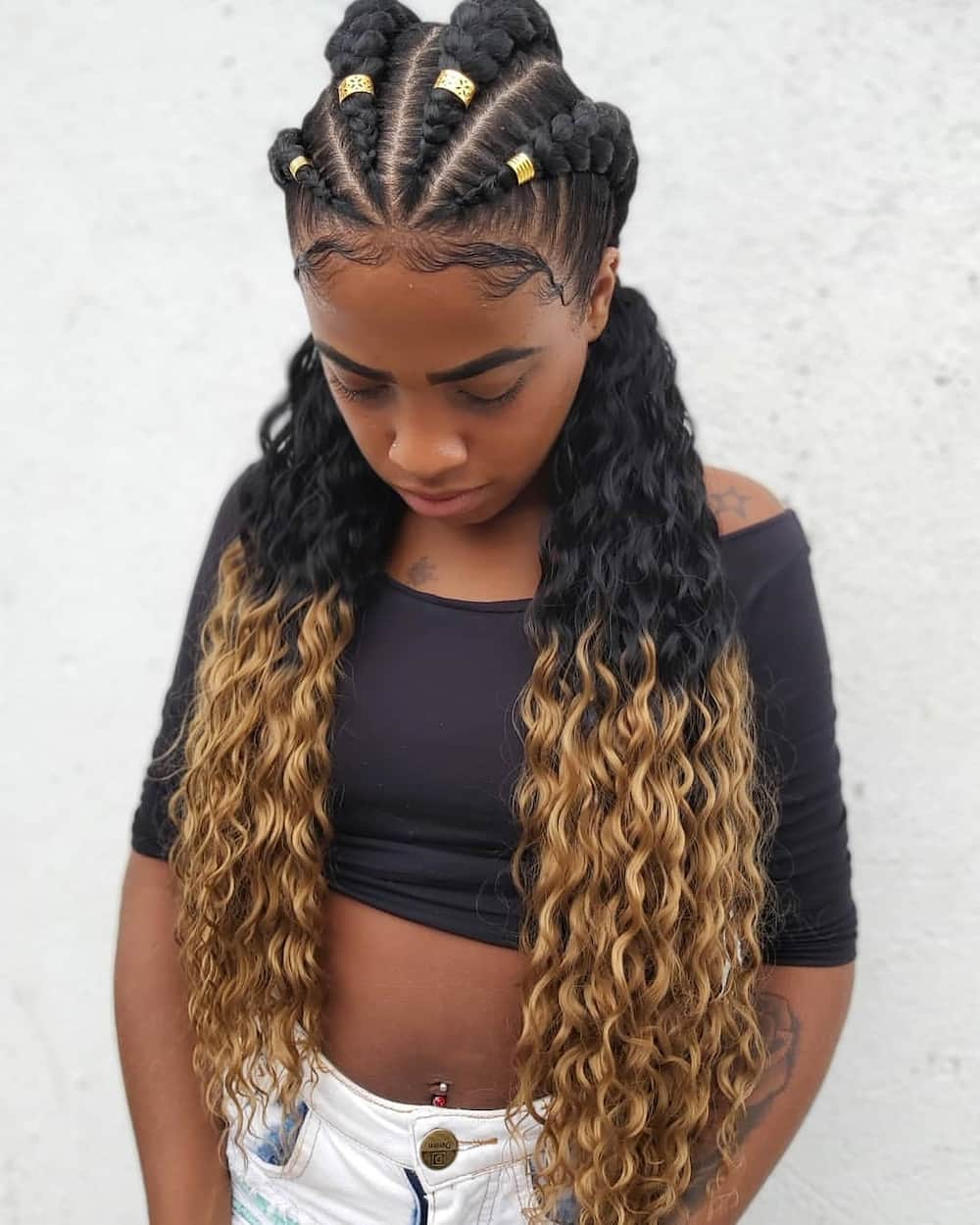 Image of Braids hairstyle for thick hair oval face