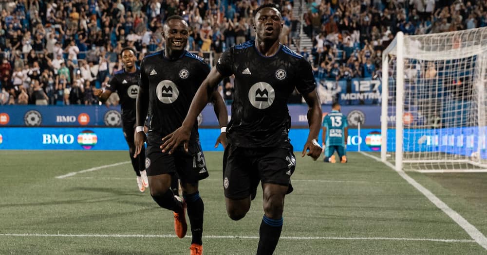 Victor Wanyama celebrates after scoring for Montreal Impact. Photo: Twitter/@clubdefootmtl.