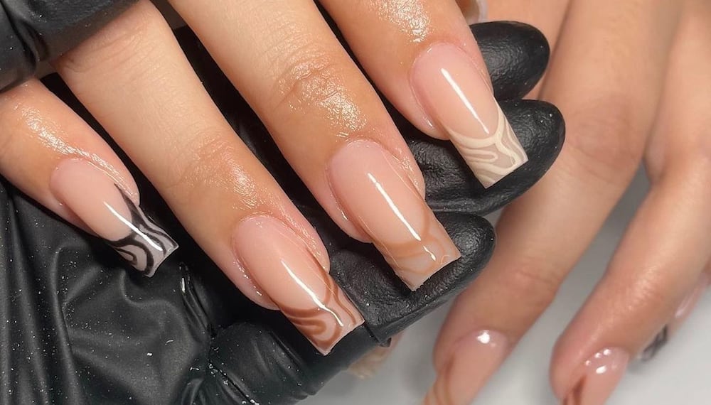 Tapered Square Louis Vuitton French Tip Acrylic Nail 