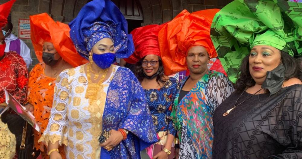 The women showed up at the requiem mass of Orie Rogo Manduli. Photo: UGC.