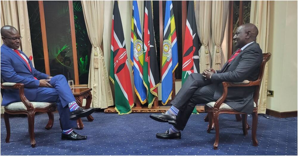 Deputy President William Ruto (r) and journalist Joe Ageyo. Photo: UDA party.