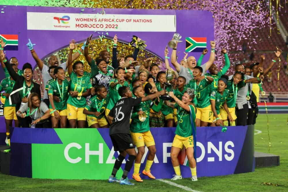 South Africa celebrate winning the 2022 Women's Africa Cup of Nations