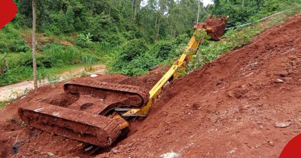 An excavator overturned in southern Gatundu.