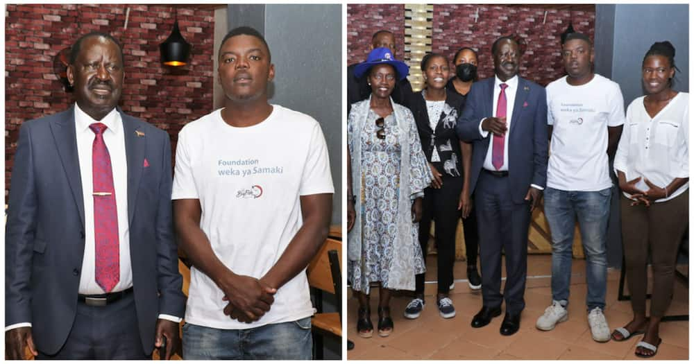 Brad Osumo with Raila Odinga and Martha Karua.