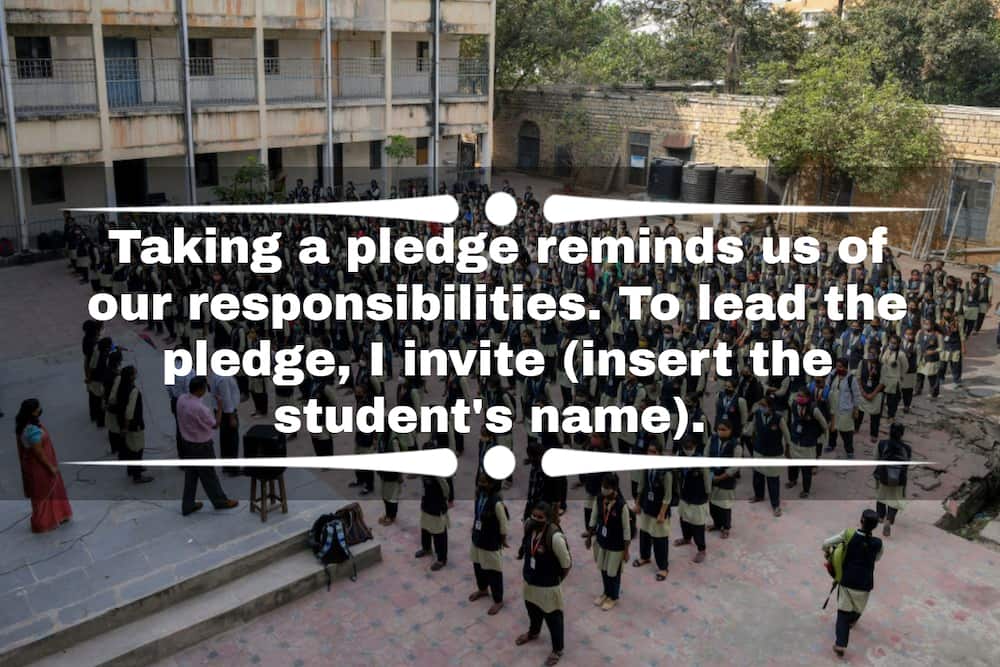 Invite someone for a pledge in a school assembly
