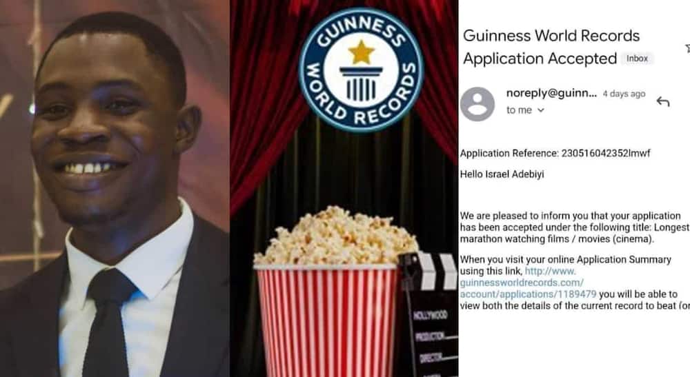 Photos of a Nigerian man who has applied to watch films for over 121 hours.