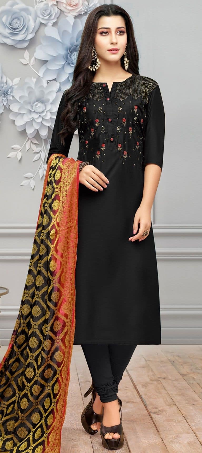 Black churidar hotsell top designs