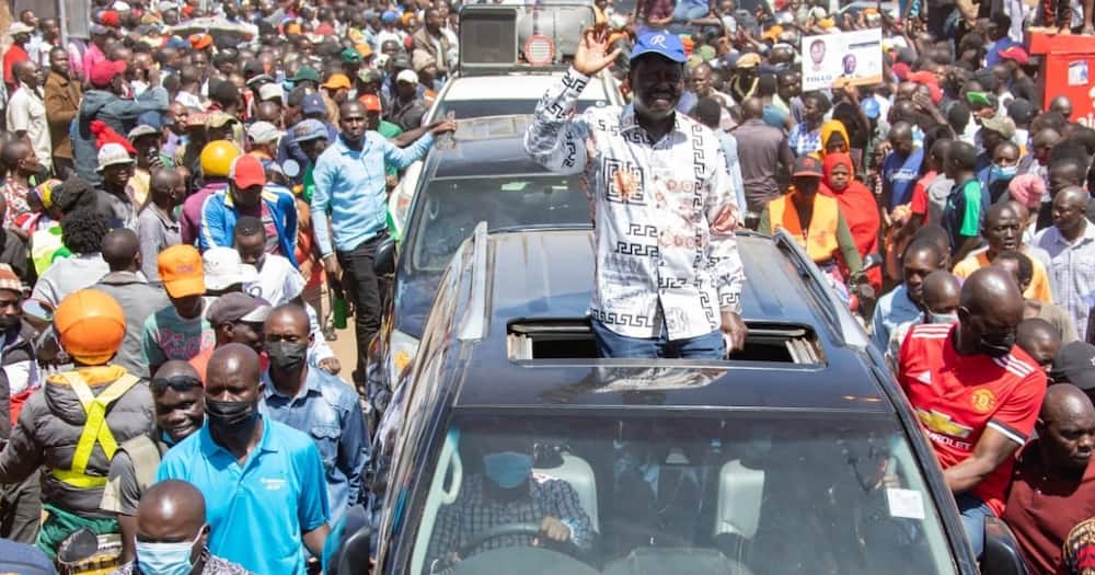 ODM leader Raila Odinga during campaigns. Photo: Raila Odinga.
