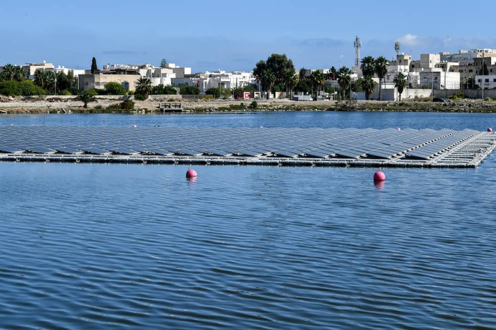 Floating solar panels in a water reservoir in Le Kram, near Tunisia's capital Tunis, are part of efforts to harness the country's vast renewable energy potential