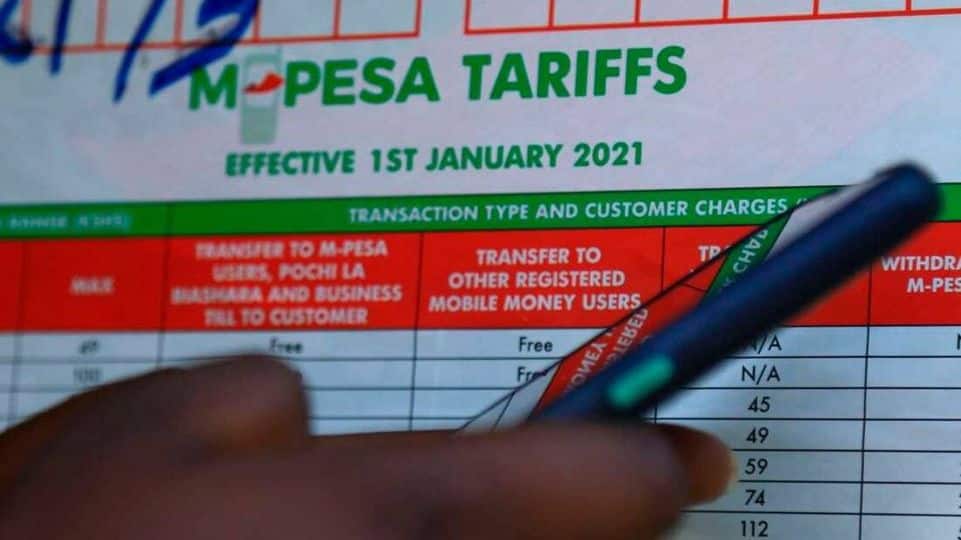 M-Pesa charges for sending money
