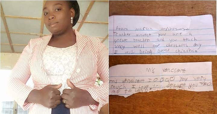 Teacher receives letters from pupils.