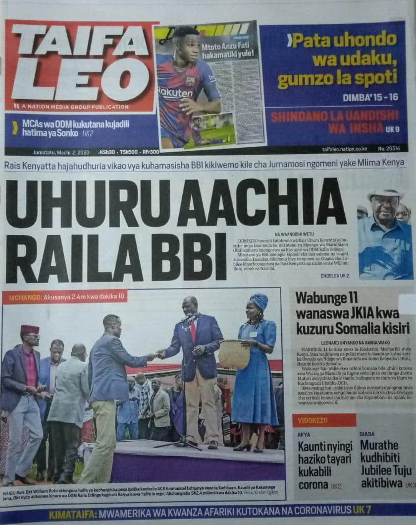 Magazeti ya Jumatatu,Machi 2