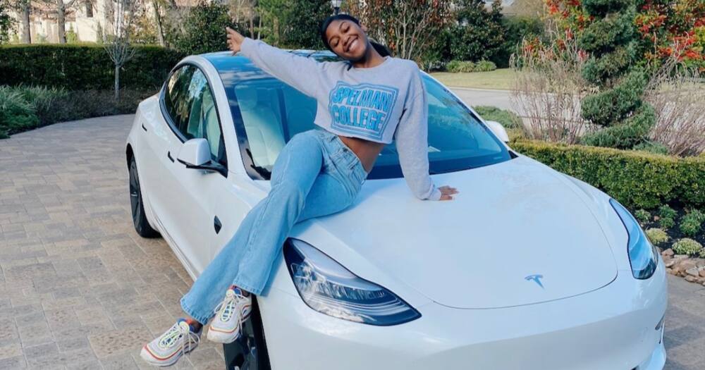 Young lady buys herself electric car Tesla as graduation gift, many react