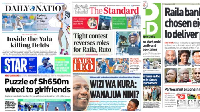 Kenyan Newspapers Review For March 7: Belgian Crypto Investor Sent KSh 47 Million to Lover's Cousin