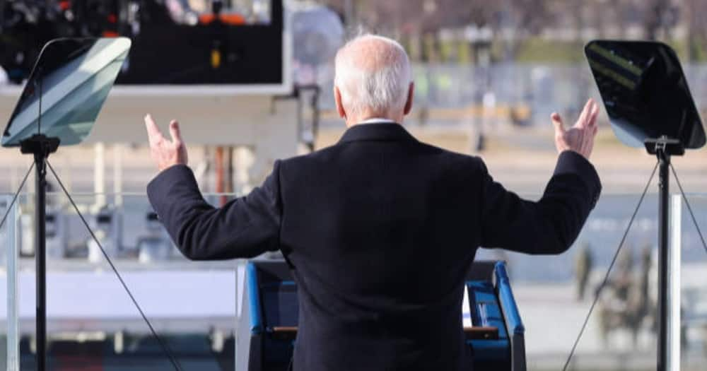 Joe Biden appears to be wearing bulletproof vest during highly guarded inauguration ceremony