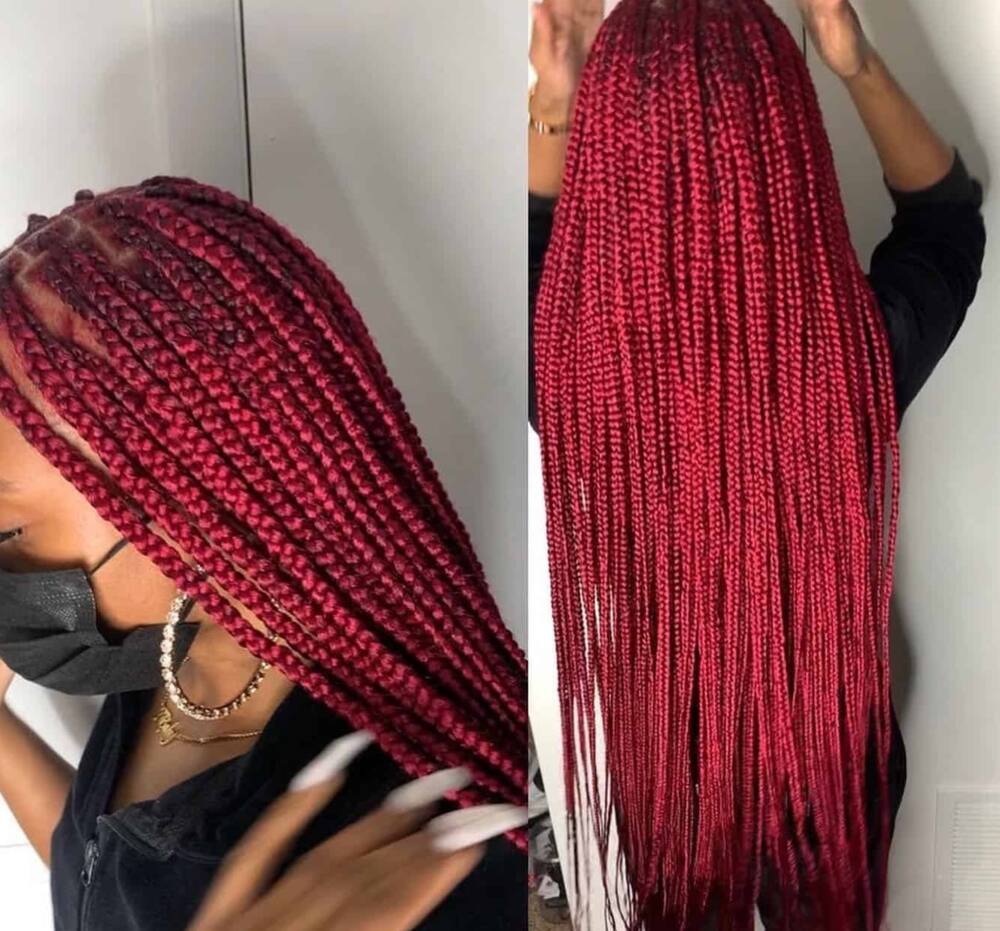 Dark Burgundy Knotless • • • #knotlessbraids #knotless #njbraider  #njhairstylist #buttlengthbraids #union #fyp #explorepage