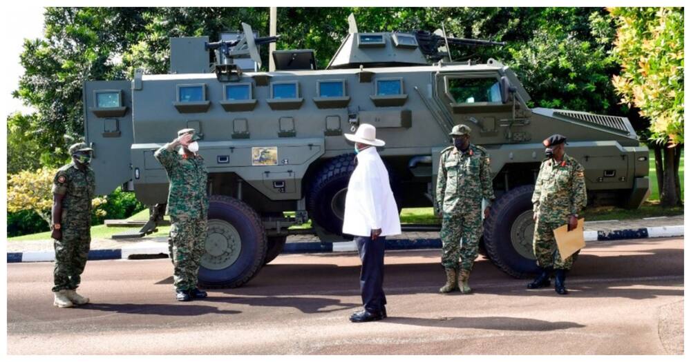 Yoweri Museveni commissioned the heavy infantry fighting vehicles.